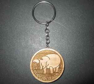 hippopotamus engraved key chain