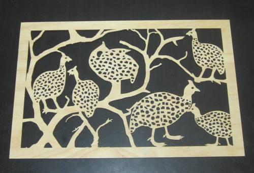 Guinea Fowl Wooden Wall Decor