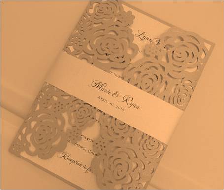 Double-fold Rose Flower Wedding Card