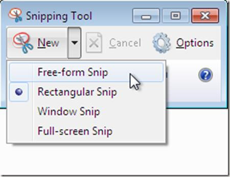 Snipping Tool Menu