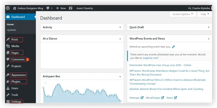 WordPress Dashboard